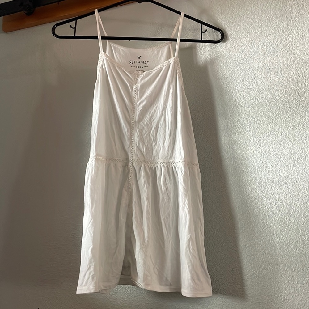 Flowy white American Eagle tank.